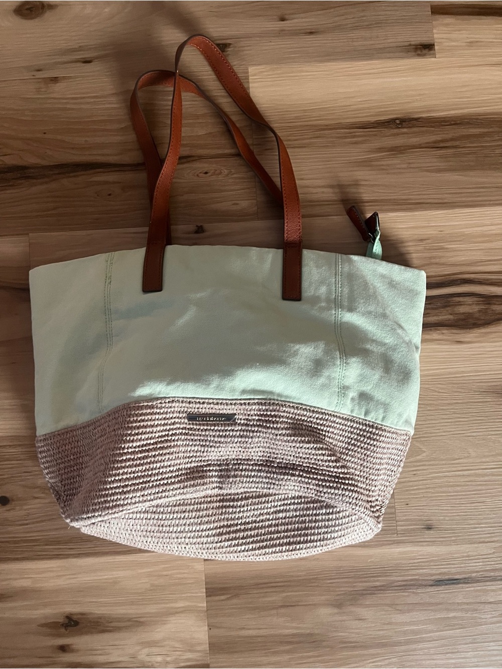 Liz Claiborne Mint Green and Light Brown Tote